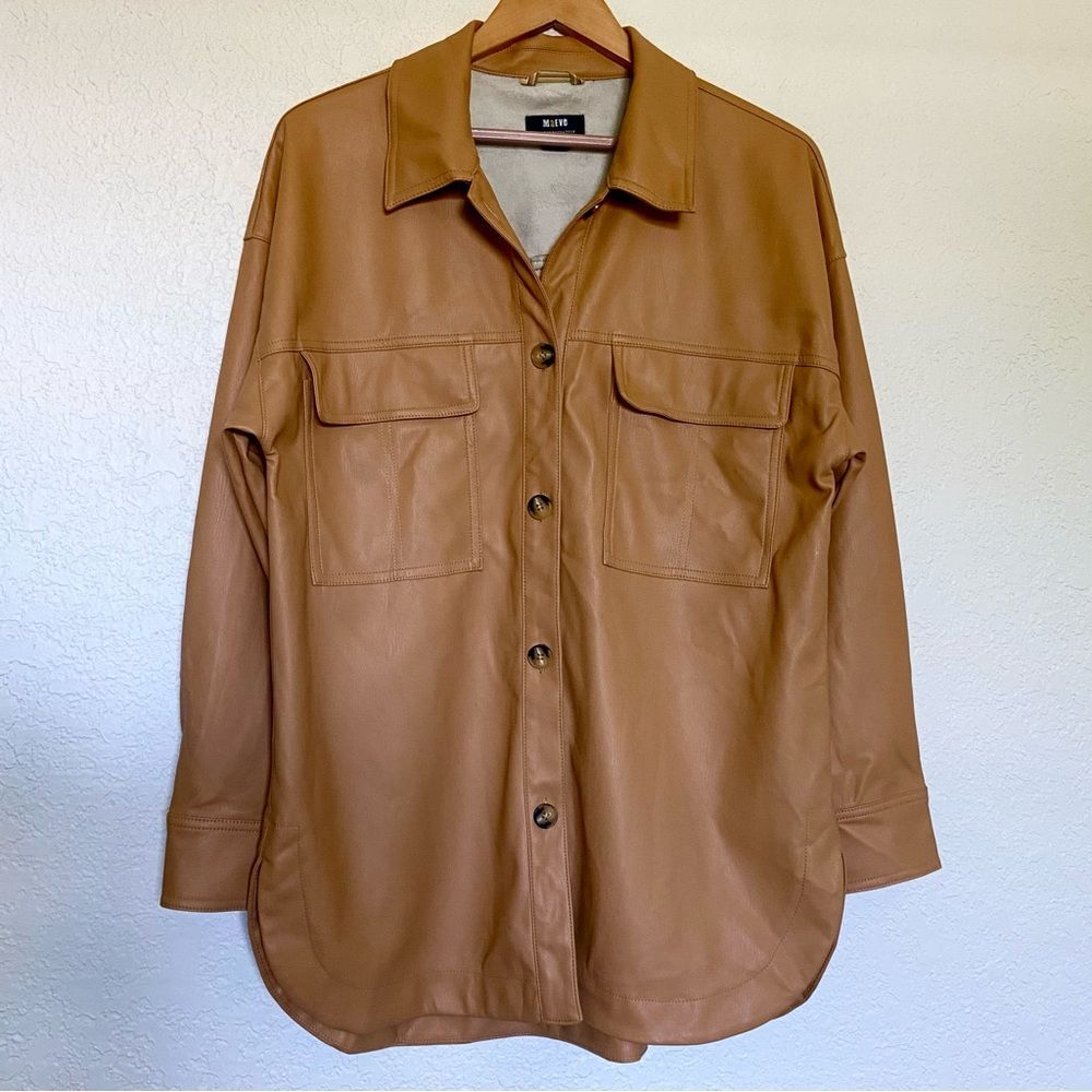 Anthropologie Maeve Faux Leather Oversized Shirt Jacket - Picture 4 of 15